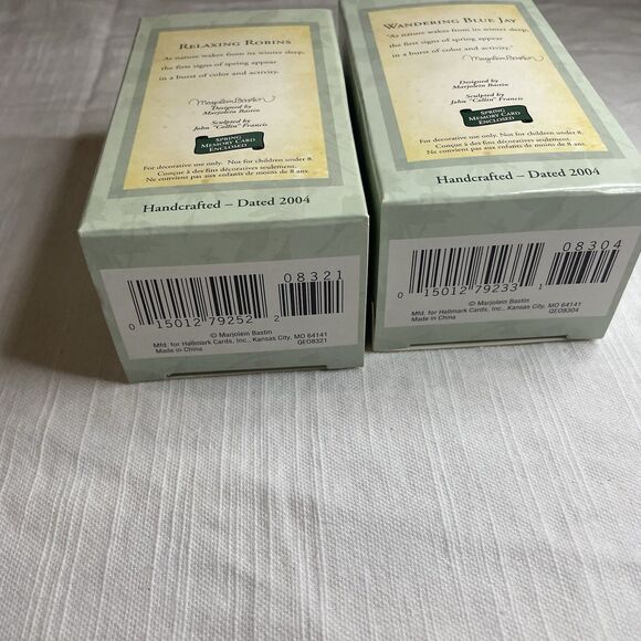 2 Hallmark Marjolein Bastin Ornaments Robin & Blue Jay Natures Sketchbook New - Picture 2 of 7